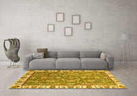 Machine Washable Abstract Yellow Modern Rug, wshabs3106yw