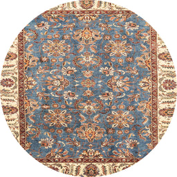 Round Machine Washable Abstract Tan Brown Rug, wshabs3106