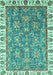 Machine Washable Abstract Turquoise Modern Area Rugs, wshabs3106turq