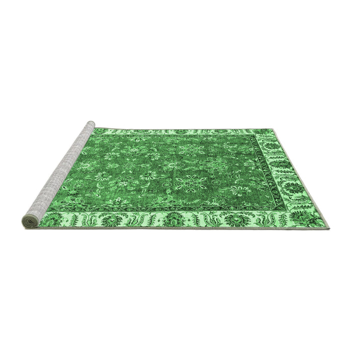 Sideview of Machine Washable Abstract Emerald Green Modern Area Rugs, wshabs3106emgrn
