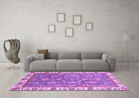 Machine Washable Abstract Purple Modern Rug, wshabs3106pur