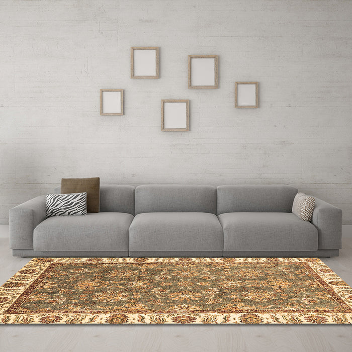 Machine Washable Abstract Brown Modern Rug in a Living Room,, wshabs3106brn
