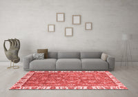 Machine Washable Abstract Red Modern Rug, wshabs3106red