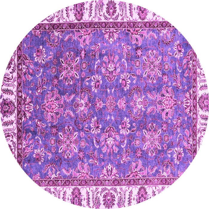 Round Machine Washable Abstract Purple Modern Area Rugs, wshabs3106pur