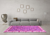 Machine Washable Abstract Pink Modern Rug, wshabs3106pnk