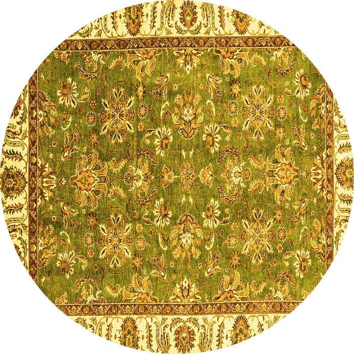 Round Machine Washable Abstract Yellow Modern Rug, wshabs3106yw