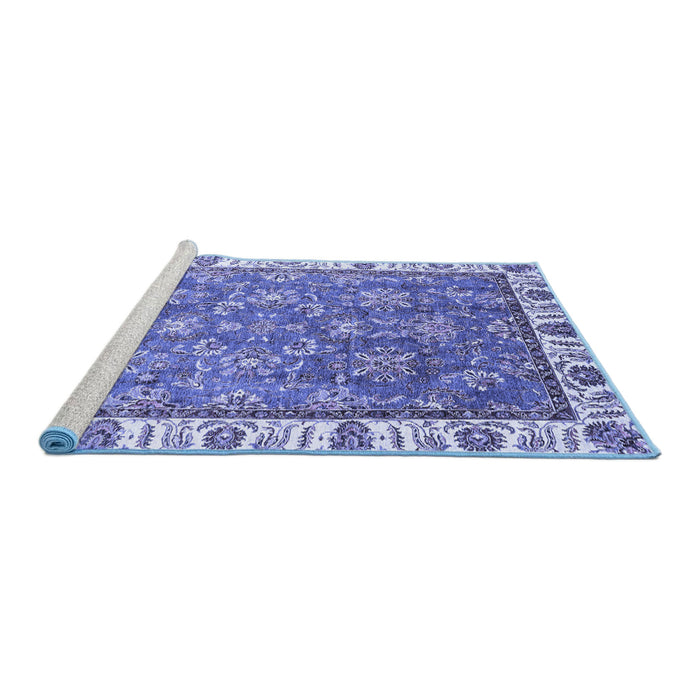 Sideview of Machine Washable Abstract Blue Modern Rug, wshabs3106blu