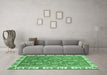 Machine Washable Abstract Emerald Green Modern Area Rugs in a Living Room,, wshabs3106emgrn