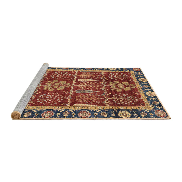 Sideview of Machine Washable Abstract Tomato Red Rug, wshabs3107