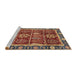 Sideview of Machine Washable Abstract Tomato Red Rug, wshabs3107