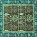 Square Oriental Turquoise Traditional Rug, abs3107turq