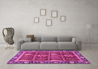 Machine Washable Oriental Pink Traditional Rug, wshabs3107pnk