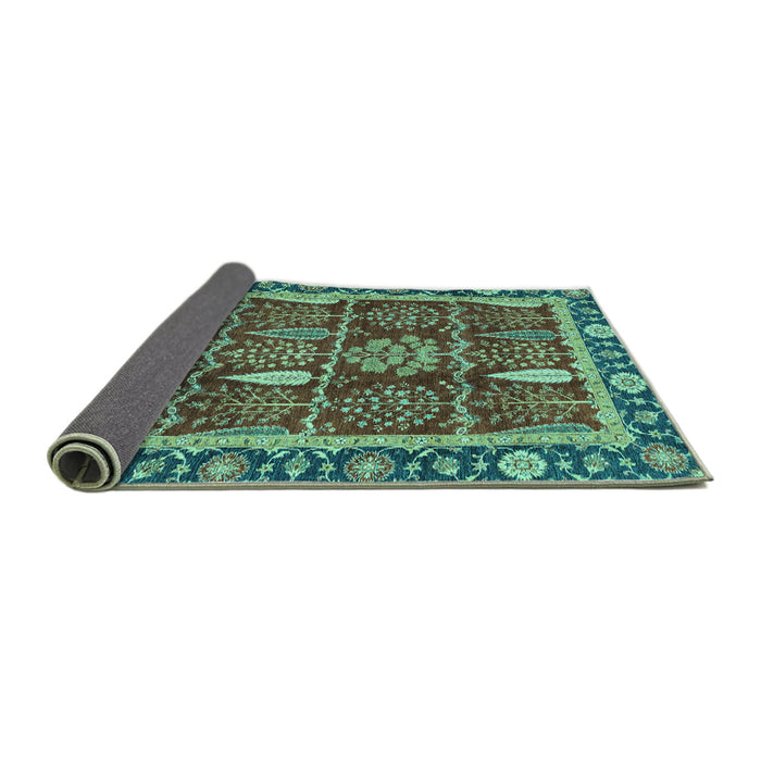 Sideview of Oriental Turquoise Traditional Rug, abs3107turq