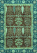 Machine Washable Oriental Turquoise Traditional Area Rugs, wshabs3107turq