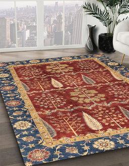 Abstract Red Oriental Rug in Family Room, abs3107