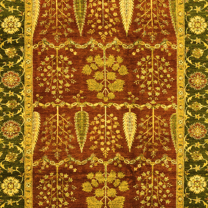 Machine Washable Oriental Yellow Traditional Rug, wshabs3107yw