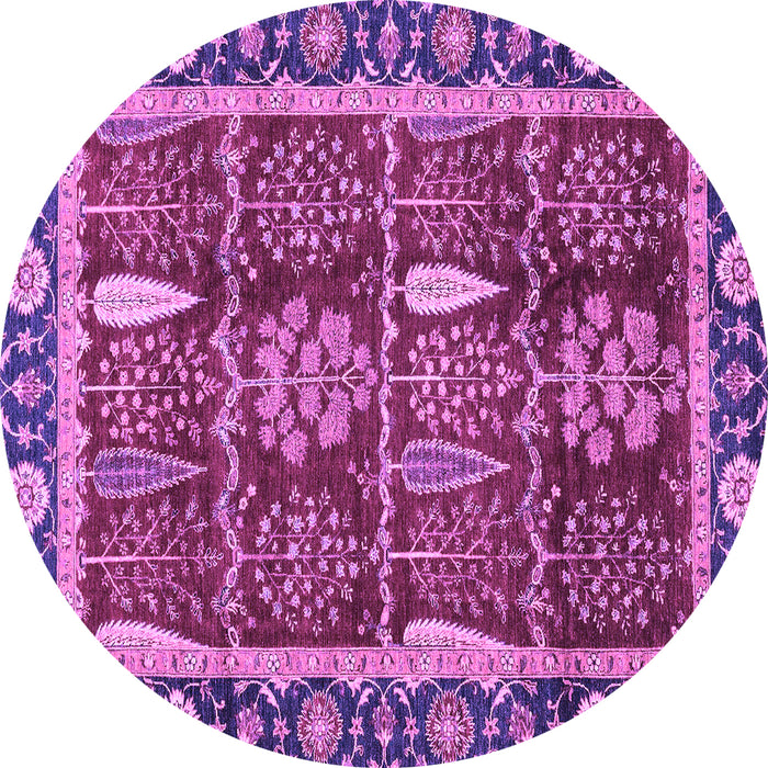 Round Machine Washable Oriental Purple Traditional Area Rugs, wshabs3107pur