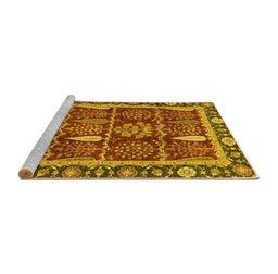 Sideview of Machine Washable Oriental Yellow Traditional Rug, wshabs3107yw