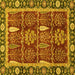 Square Machine Washable Oriental Yellow Traditional Rug, wshabs3107yw