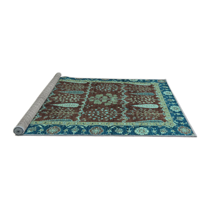 Sideview of Machine Washable Oriental Light Blue Traditional Rug, wshabs3107lblu