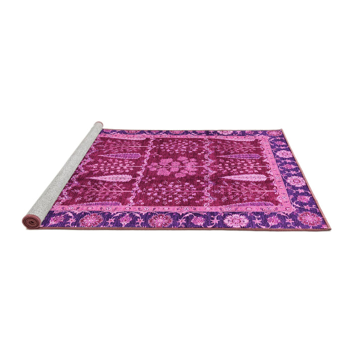 Sideview of Machine Washable Oriental Pink Traditional Rug, wshabs3107pnk