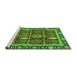 Sideview of Machine Washable Oriental Green Traditional Area Rugs, wshabs3107grn