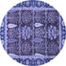 Round Machine Washable Oriental Blue Traditional Rug, wshabs3107blu