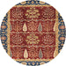 Round Machine Washable Abstract Tomato Red Rug, wshabs3107