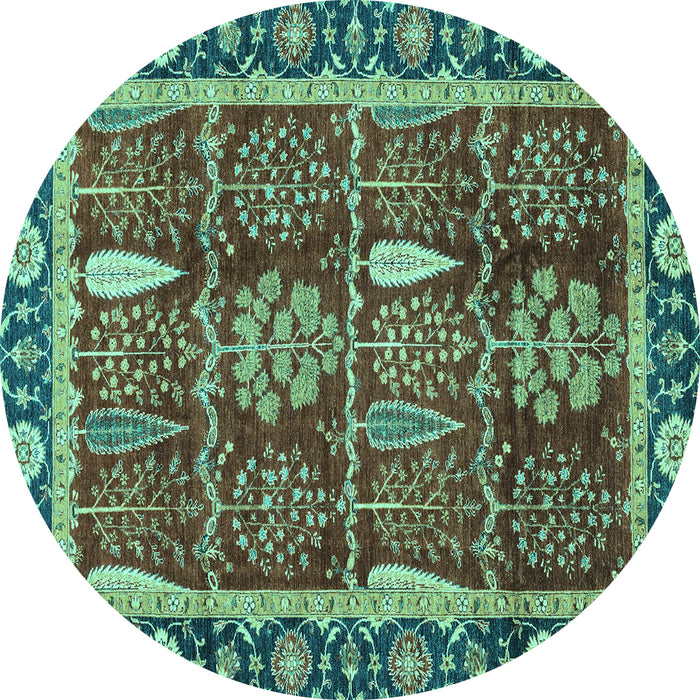 Round Oriental Turquoise Traditional Rug, abs3107turq