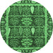 Round Oriental Emerald Green Traditional Rug, abs3107emgrn