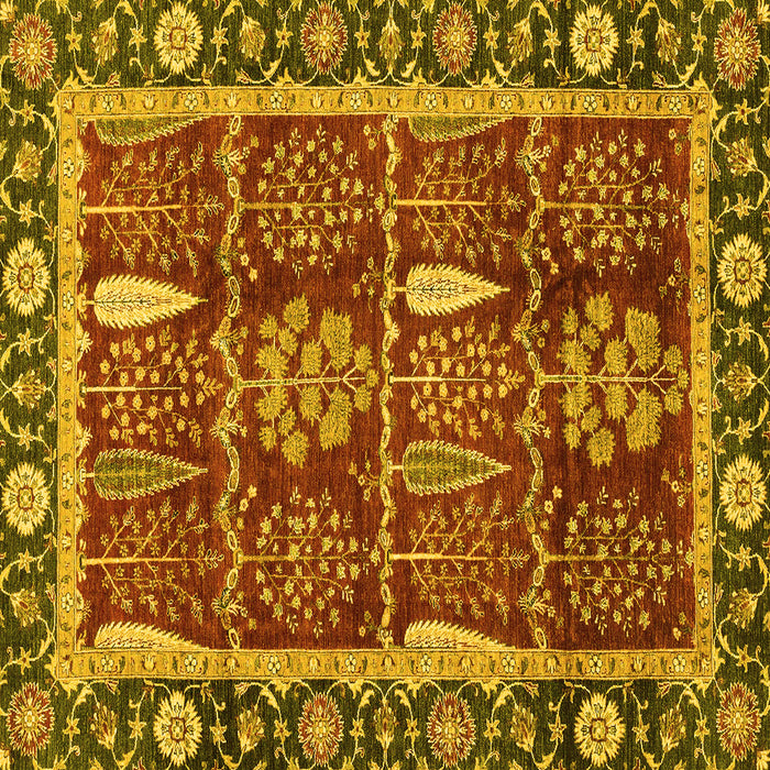 Square Oriental Yellow Traditional Rug, abs3107yw