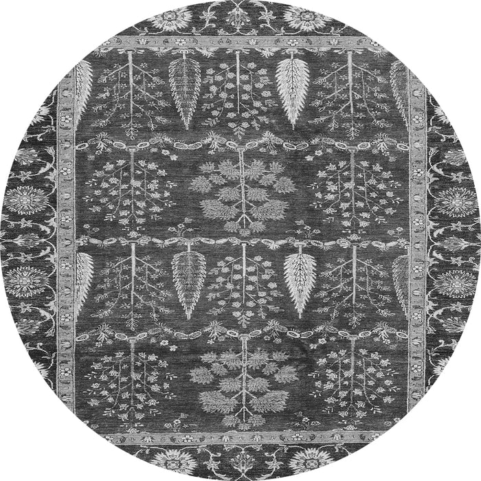 Round Oriental Gray Traditional Rug, abs3107gry