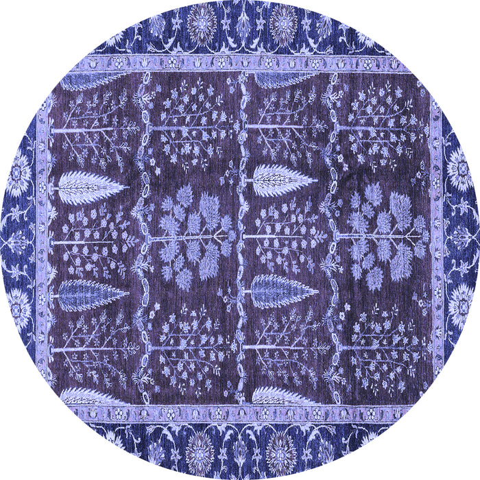 Round Oriental Blue Traditional Rug, abs3107blu
