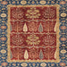 Square Abstract Red Oriental Rug, abs3107