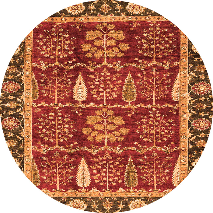 Round Oriental Orange Traditional Rug, abs3107org