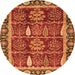 Round Oriental Orange Traditional Rug, abs3107org