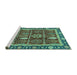 Sideview of Machine Washable Oriental Turquoise Traditional Area Rugs, wshabs3107turq