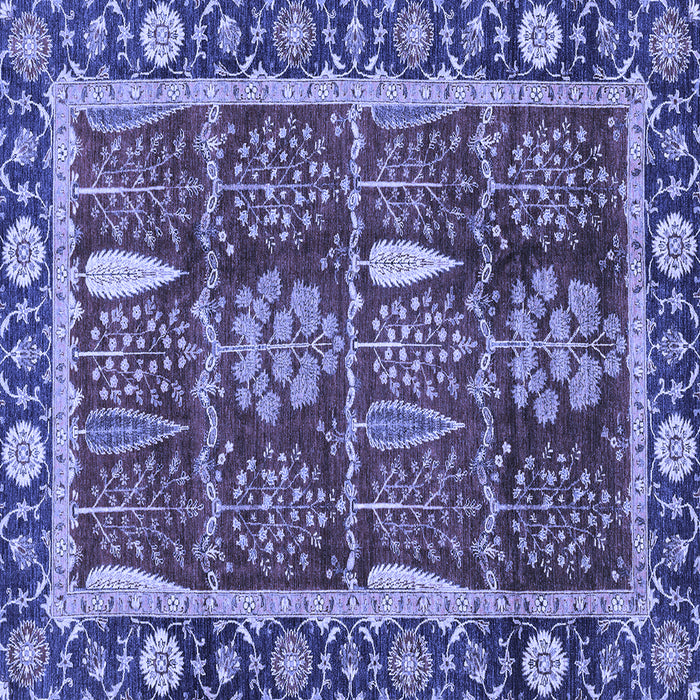 Square Machine Washable Oriental Blue Traditional Rug, wshabs3107blu