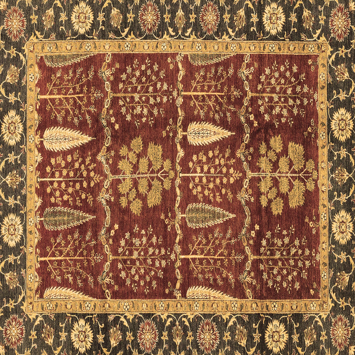 Square Machine Washable Oriental Brown Traditional Rug, wshabs3107brn