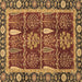 Square Machine Washable Oriental Brown Traditional Rug, wshabs3107brn