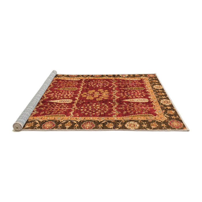 Sideview of Machine Washable Oriental Orange Traditional Area Rugs, wshabs3107org