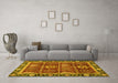 Machine Washable Oriental Yellow Traditional Rug in a Living Room, wshabs3107yw