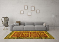 Machine Washable Oriental Yellow Traditional Rug, wshabs3107yw