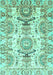 Machine Washable Abstract Turquoise Modern Area Rugs, wshabs3108turq