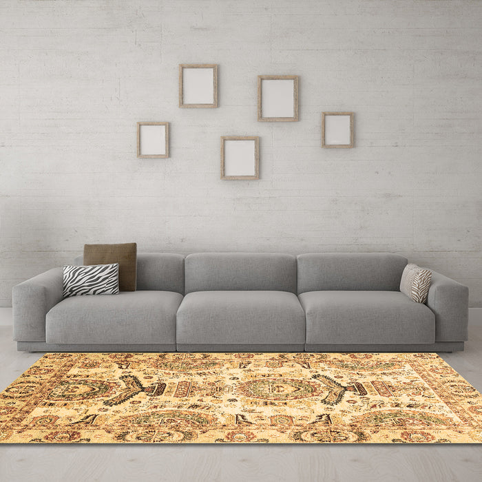 Machine Washable Abstract Brown Modern Rug in a Living Room,, wshabs3108brn