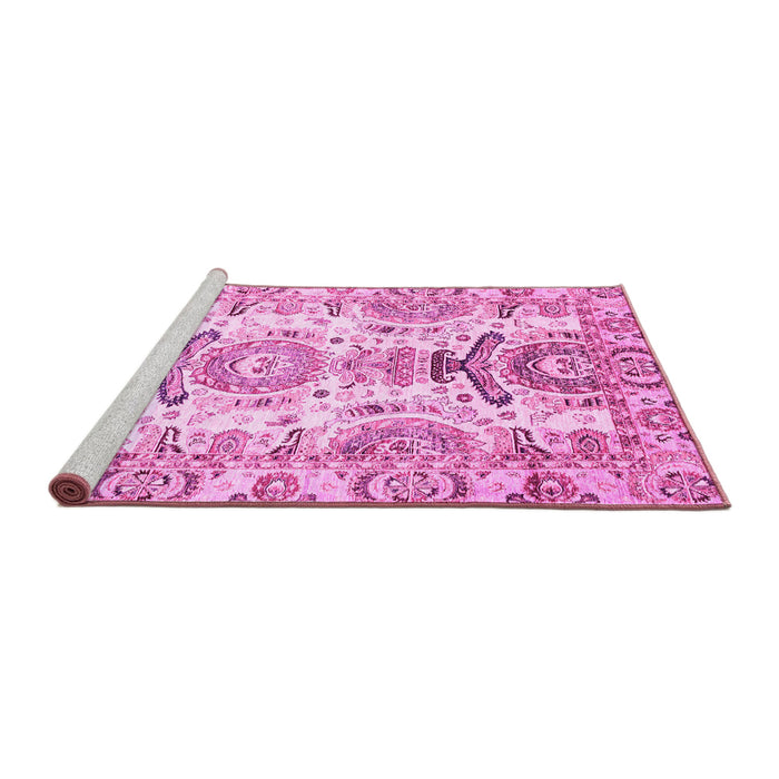 Sideview of Machine Washable Abstract Pink Modern Rug, wshabs3108pnk