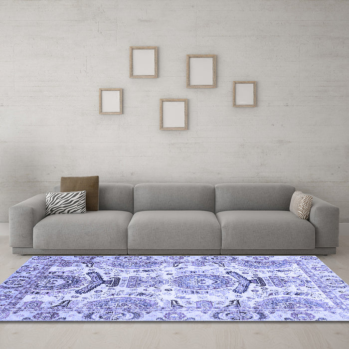 Machine Washable Abstract Blue Modern Rug in a Living Room, wshabs3108blu