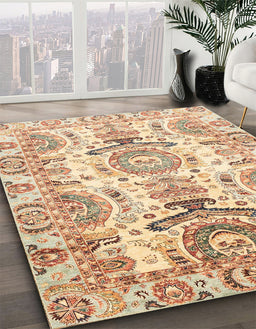 Abstract Chocolate Brown Modern Rug in Family Room, abs3108