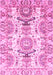 Machine Washable Abstract Pink Modern Rug, wshabs3108pnk