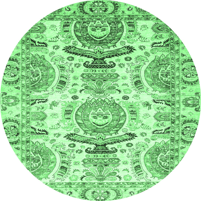Round Abstract Emerald Green Modern Rug, abs3108emgrn